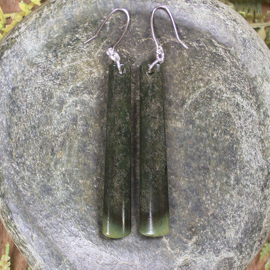 Roimata or Teardrop earrings carved from Rimu Pounamu - NZ Greenstone