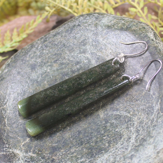 Roimata or Teardrop earrings carved from Rimu Pounamu - NZ Greenstone