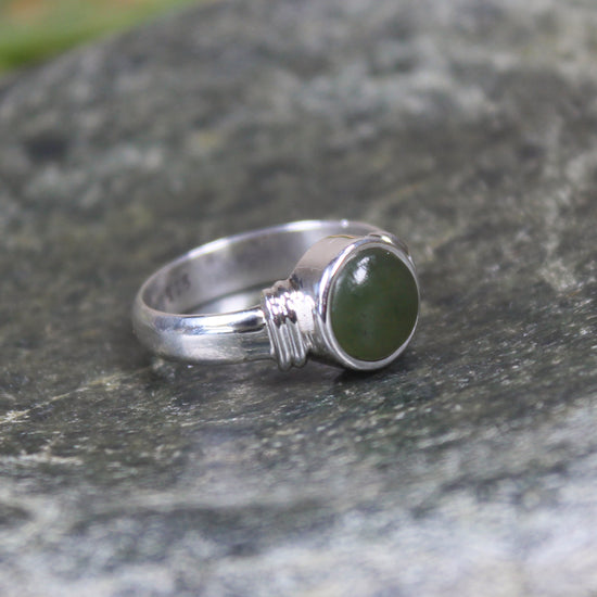 Sterling Silver Rimu Pounamu Ring - NZ Greenstone