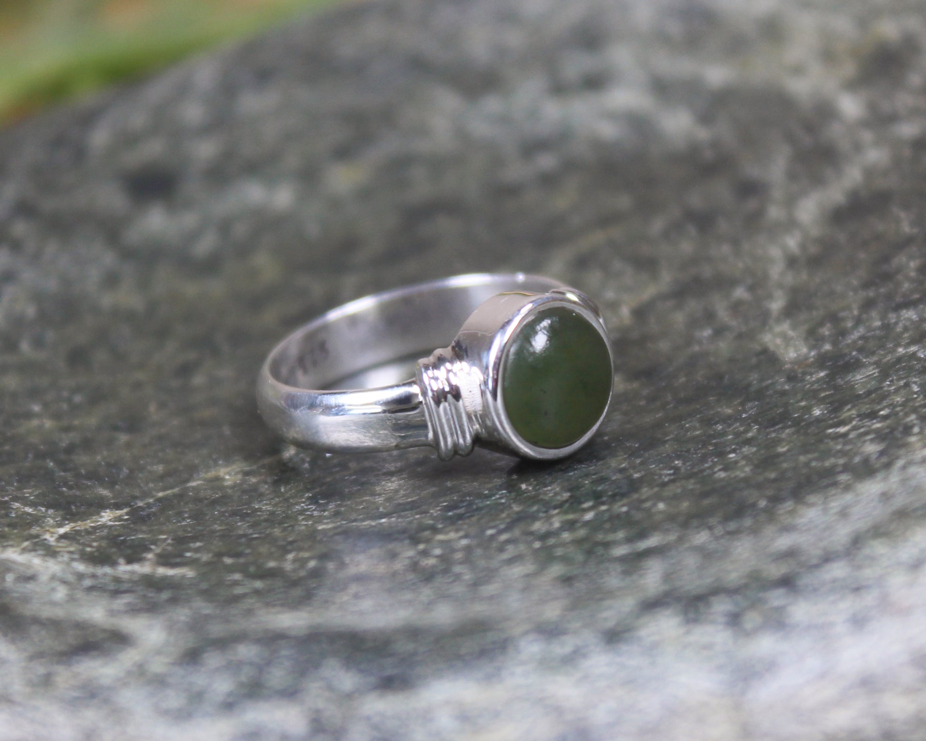 Sterling Silver Rimu Pounamu Ring - NZ Greenstone