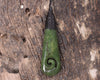 Roimata or Teardop with Koru carved from Kawakawa Pounamu - NZ Greenstone
