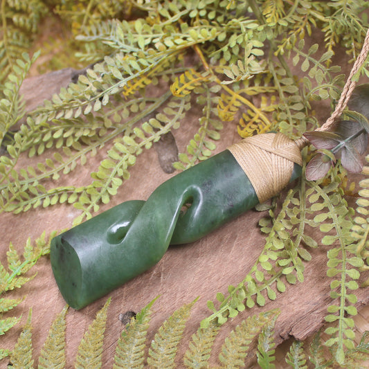 Hapopo Pounamu Toki twist pendant - NZ Greenstone