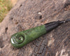 Roimata or Teardop with Koru carved from Kawakawa Pounamu - NZ Greenstone