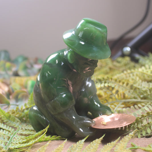 Gold Panner Pounamu Sculpture