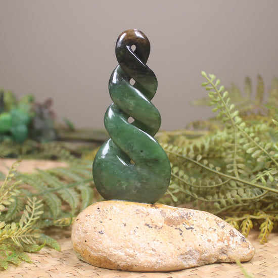 Twist Sculpture carved from Hapopo Pounamu - NZ Greenstone