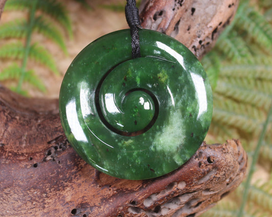 Koru pendant carved from Kawakawa Pounamu - NZ Greenstone
