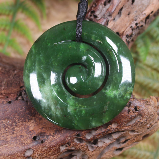 Koru pendant carved from Kawakawa Pounamu - NZ Greenstone