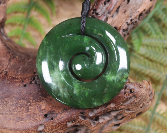Koru pendant carved from Kawakawa Pounamu - NZ Greenstone