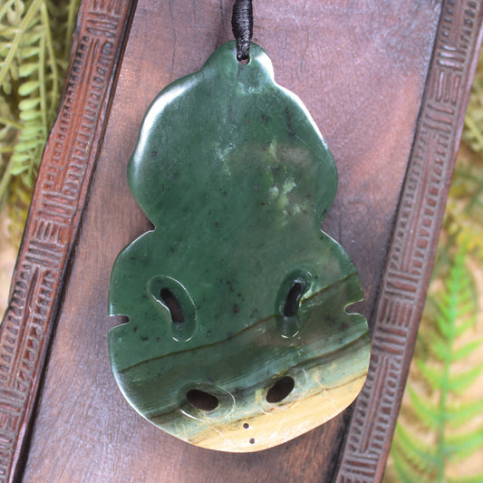 Hei Tiki carved from Flower Jade Pounamu - NZ Greenstone