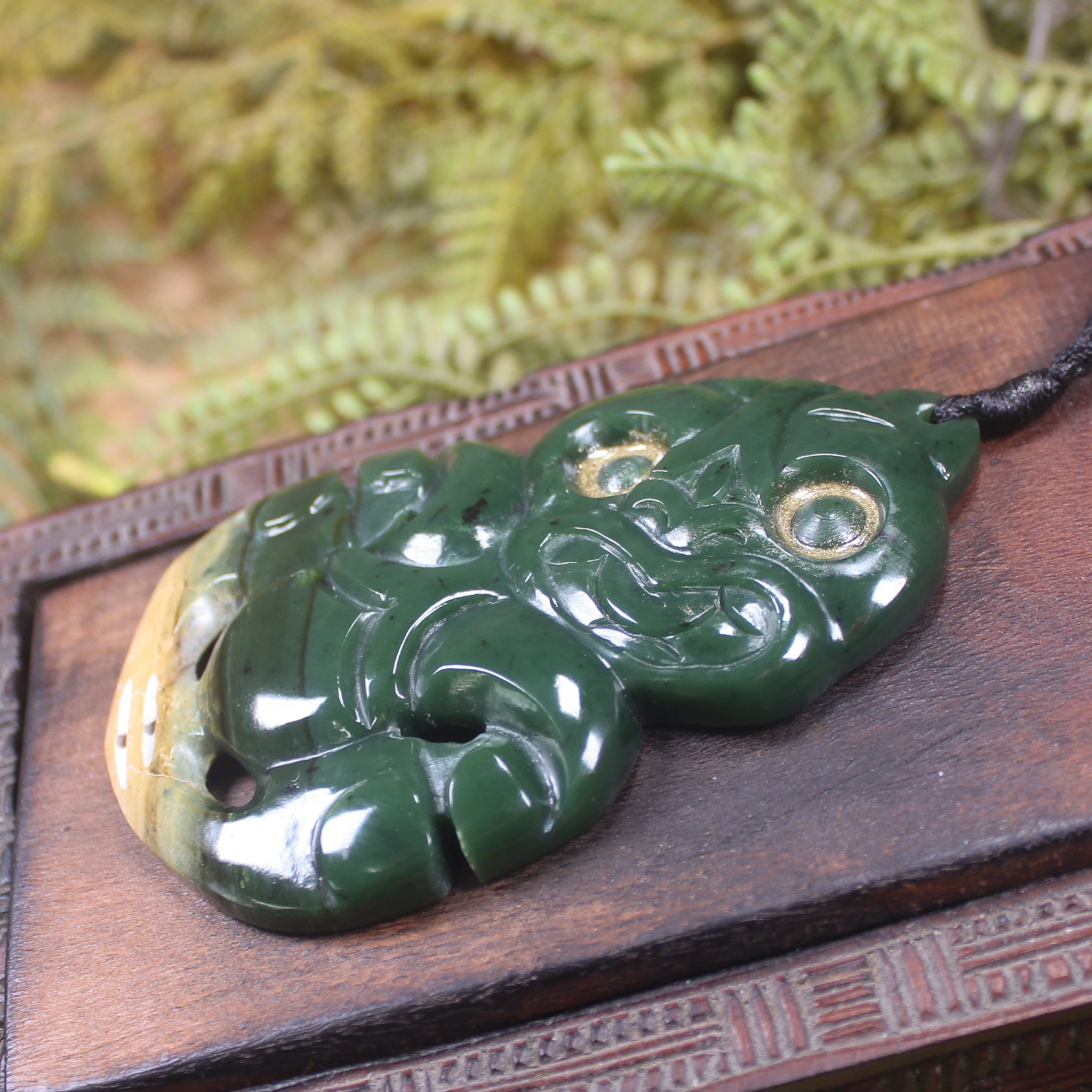 Hei Tiki carved from Flower Jade Pounamu - NZ Greenstone