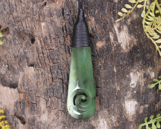 Roimata with Koru Pounamu Pendant - NZ Greenstone