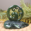 Koru sculpture carved from Hapopo Pounamu - NZ Greenstone
