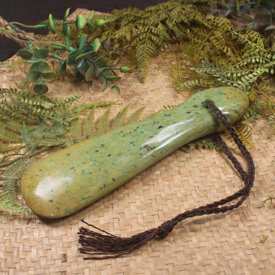 Mere carved from Flower Jade Pounamu - NZ Greenstone