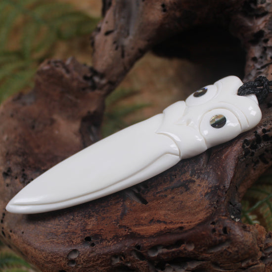 Tekoteko head carved from NZ Beef Bone