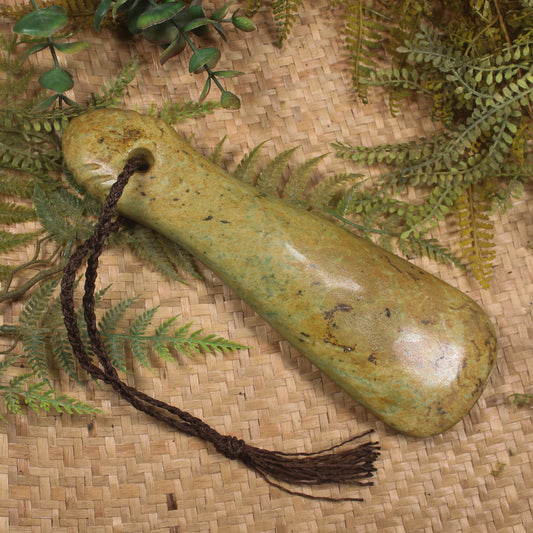 Mere carved from Flower Jade Pounamu - NZ Greenstone