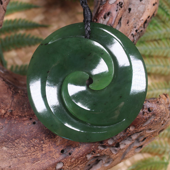 Koru pendant carved from Kawakawa Pounamu - NZ Greenstone