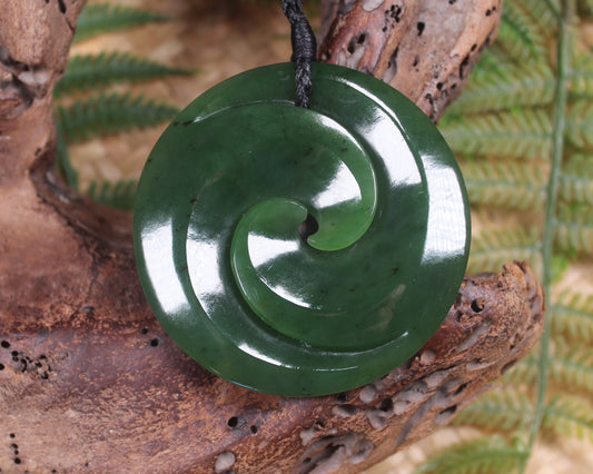 Koru pendant carved from Kawakawa Pounamu - NZ Greenstone