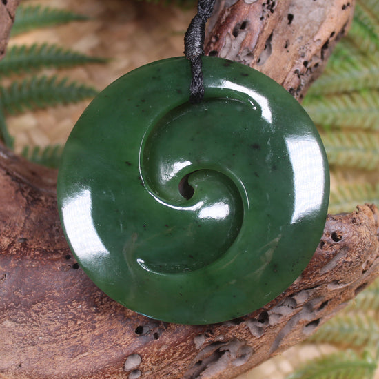 Koru pendant carved from Kawakawa Pounamu - NZ Greenstone