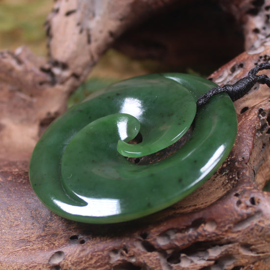 Koru pendant carved from Kawakawa Pounamu - NZ Greenstone