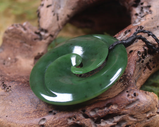 Koru pendant carved from Kawakawa Pounamu - NZ Greenstone