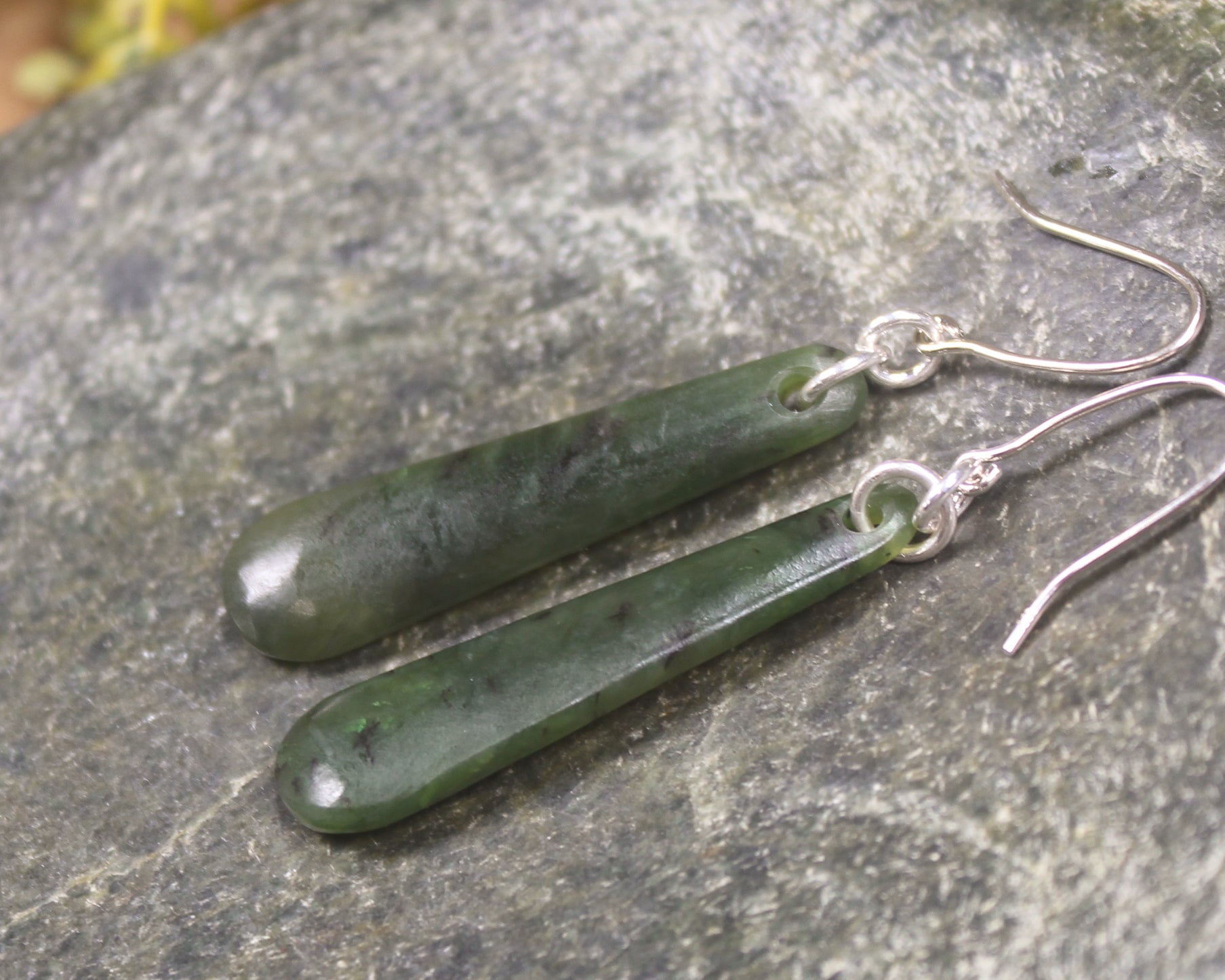 Roimata or Teardrop earrings carved from Rimu Pounamu - NZ Greenstone
