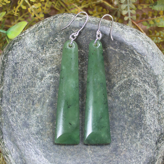 Hapopo Pounamu Toki earrings - NZ Greenstone