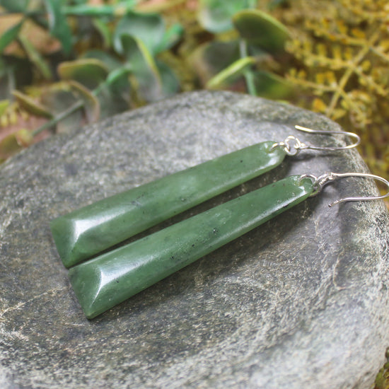 Hapopo Pounamu Toki earrings - NZ Greenstone