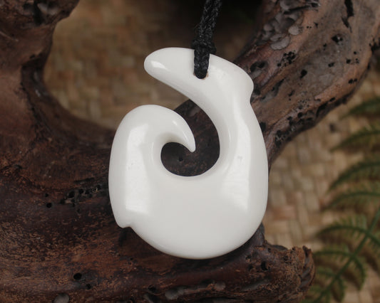 Hei Matau carved from NZ beef bone