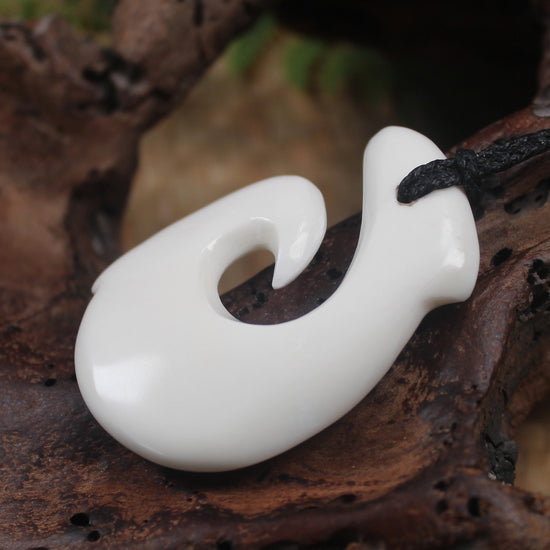 Hei Matau carved from NZ beef bone
