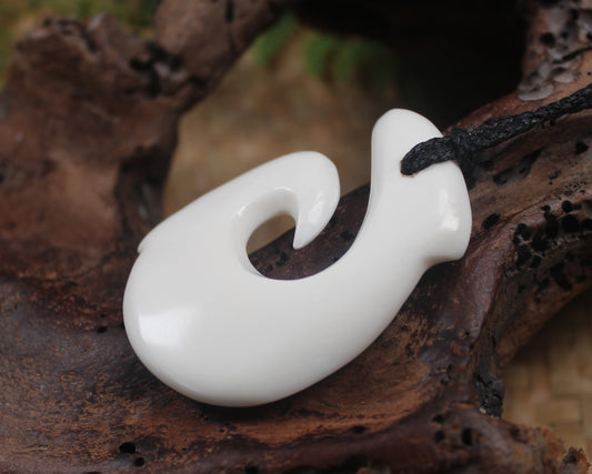 Hei Matau carved from NZ beef bone