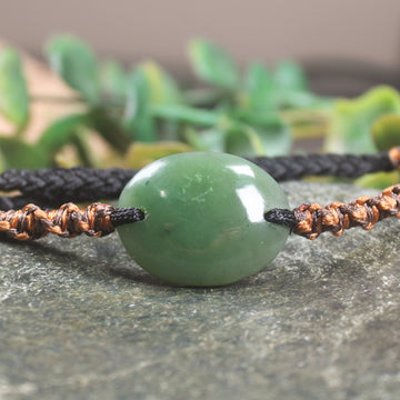 Adjustable cord bracelet with Hapopo Pounamu