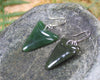 Shark Tooth Earrings carved from Kawakawa Pounamu - NZ Greenstone
