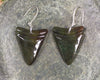 Shark Tooth Earrings carved from Rimu Pounamu - NZ Greenstone