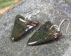Shark Tooth Earrings carved from Rimu Pounamu - NZ Greenstone
