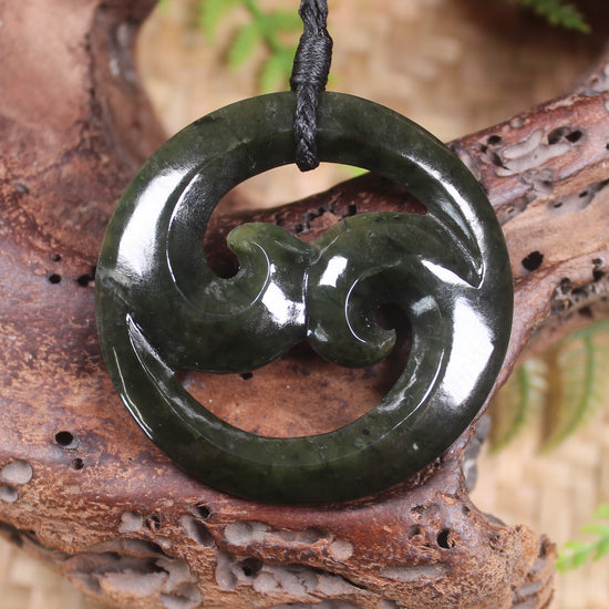 Koru carved from Rimu Pounamu - NZ Greenstone