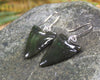 Shark Tooth Earrings carved from Rimu Pounamu - NZ Greenstone