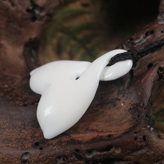 Whale tail carved from NZ Beef Bone