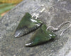 Shark Tooth Earrings carved from Rimu Pounamu - NZ Greenstone