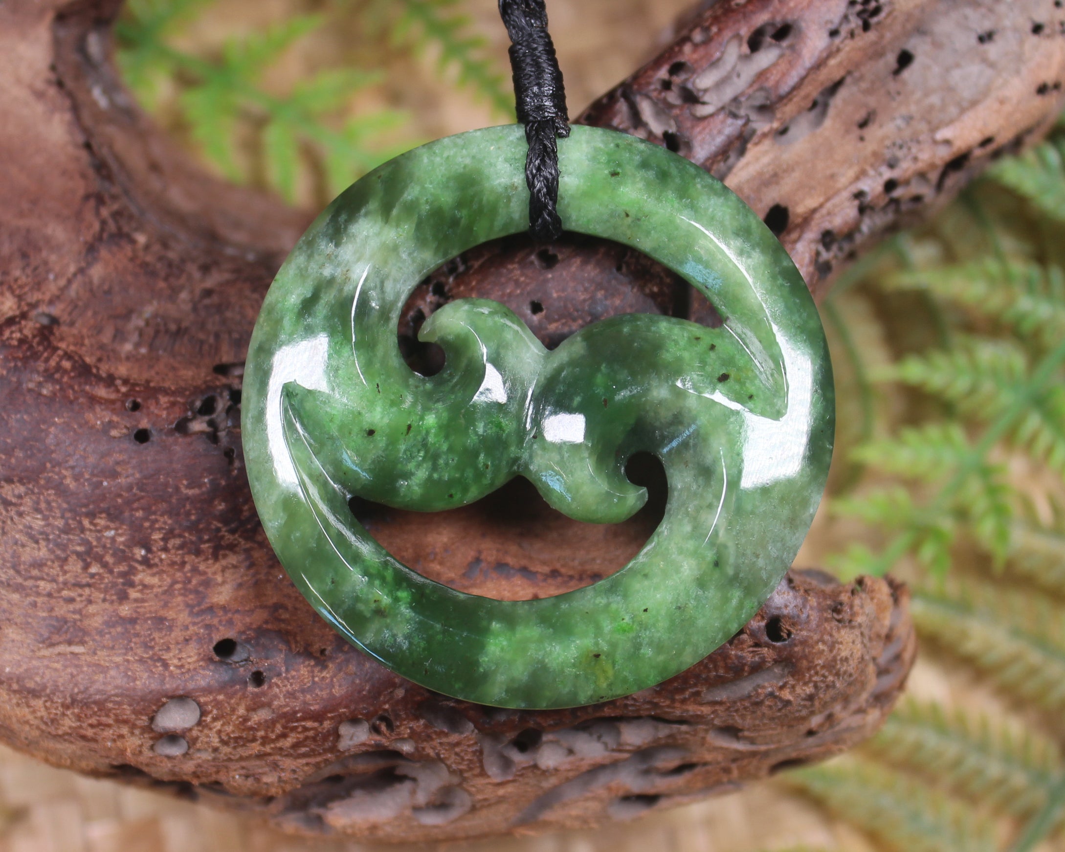 Koru pendant carved from Kawakawa Pounamu - NZ Greenstone