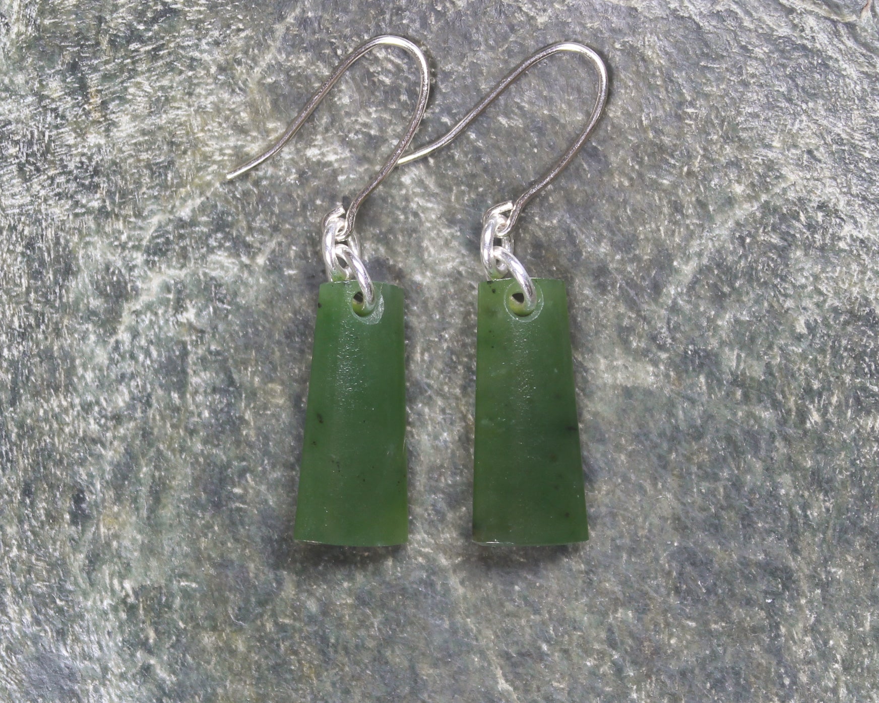 Roimata or Teardrop earrings carved from Rimu Pounamu - NZ Greenstone