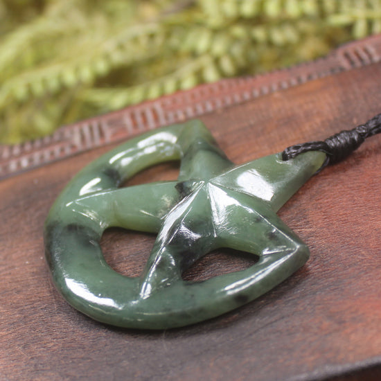 Whetumarama or Ratana Star Symbol carved from Hapopo Pounamu - New Zealand Greenstone