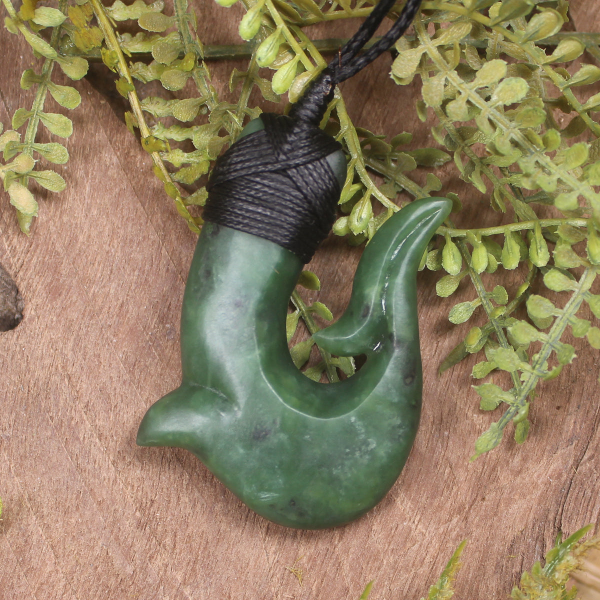 Hei Matau or Fish Hook carved from Hapopo Pounamu - NZ Greenstone