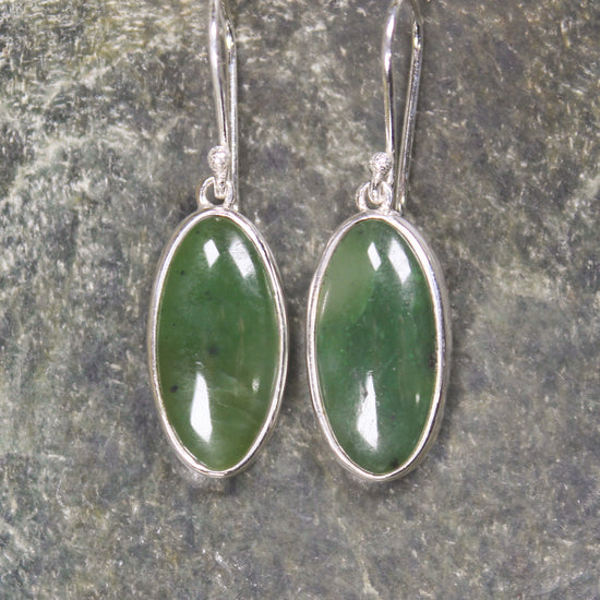 Roimata or Teardrop earrings carved from Hapopo Pounamu - NZ Greenstone