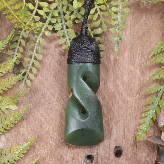 Hapopo Pounamu Toki twist pendant - NZ Greenstone