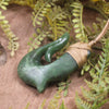 Hei Matau or Fish Hook carved from Hapopo Pounamu - NZ Greenstone