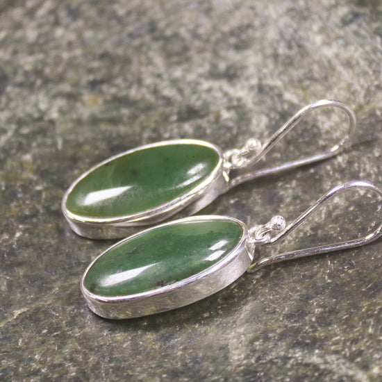 Roimata or Teardrop earrings carved from Hapopo Pounamu - NZ Greenstone