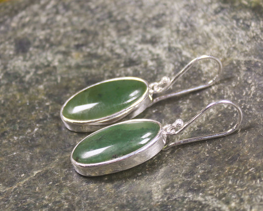 Roimata or Teardrop earrings carved from Hapopo Pounamu - NZ Greenstone