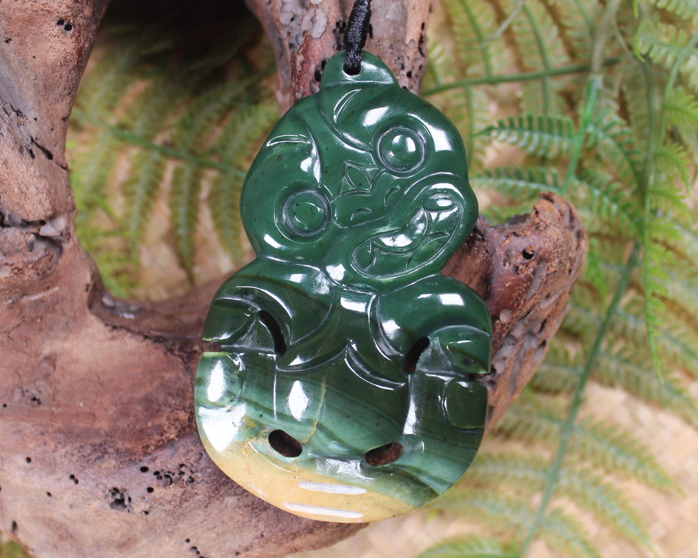 Hei Tiki carved from Kawakawa Pounamu - NZ Greenstone