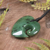 Heart with Koru carved from Hapopo Pounamu - NZ Greenstone