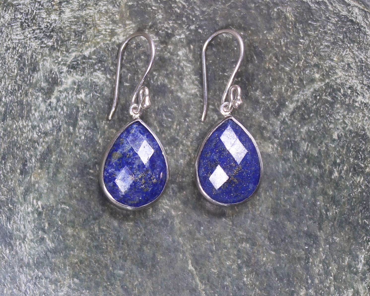 Lapis Lazuli Sterling Silver Faceted Drop Earrings (AE282)